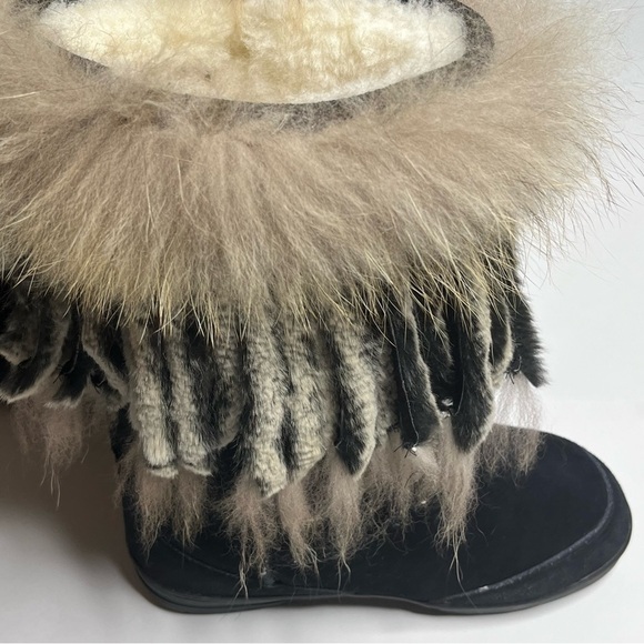 MARTINE ET BONAL Woman's Suede/Fur Sheepskin Lined Boots Size Large (W 8.5) - Picture 9 of 16